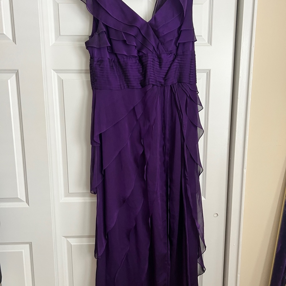 Adrianna Papell Purple Maxi Gown Sleeveless V-neck